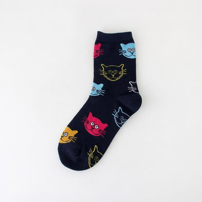 Stylish Cat Graphics Cotton Socks