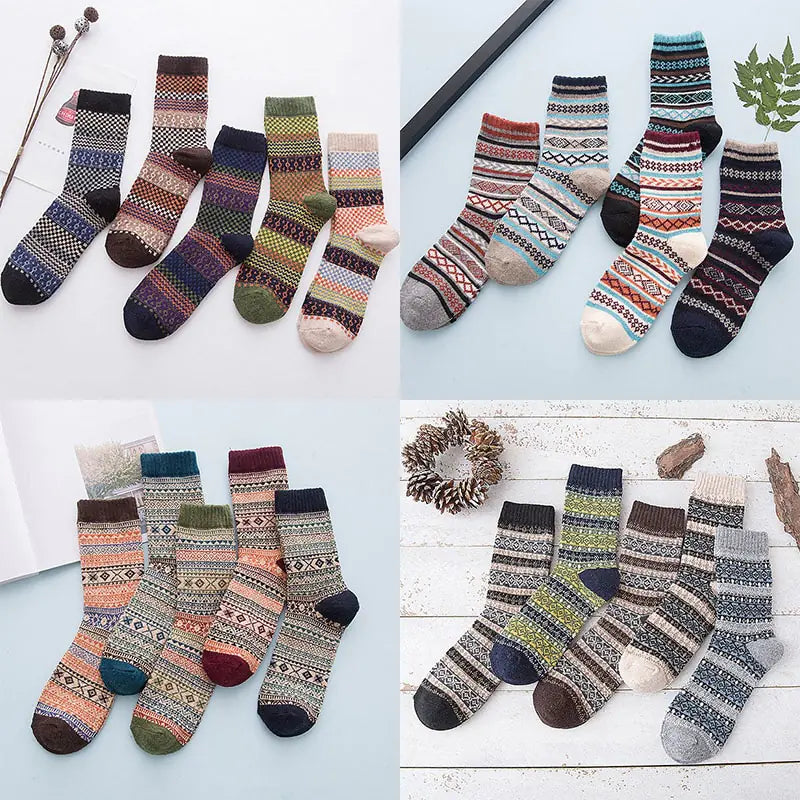 Men's Elegant Striped Rabbit Wool Socks