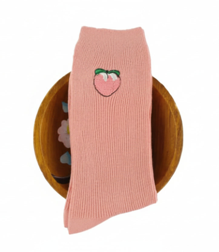 Japanese Cotton Embroidered Long Socks for Women