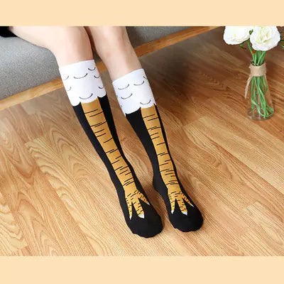 Seasonal Chicken Fun Knee Socks