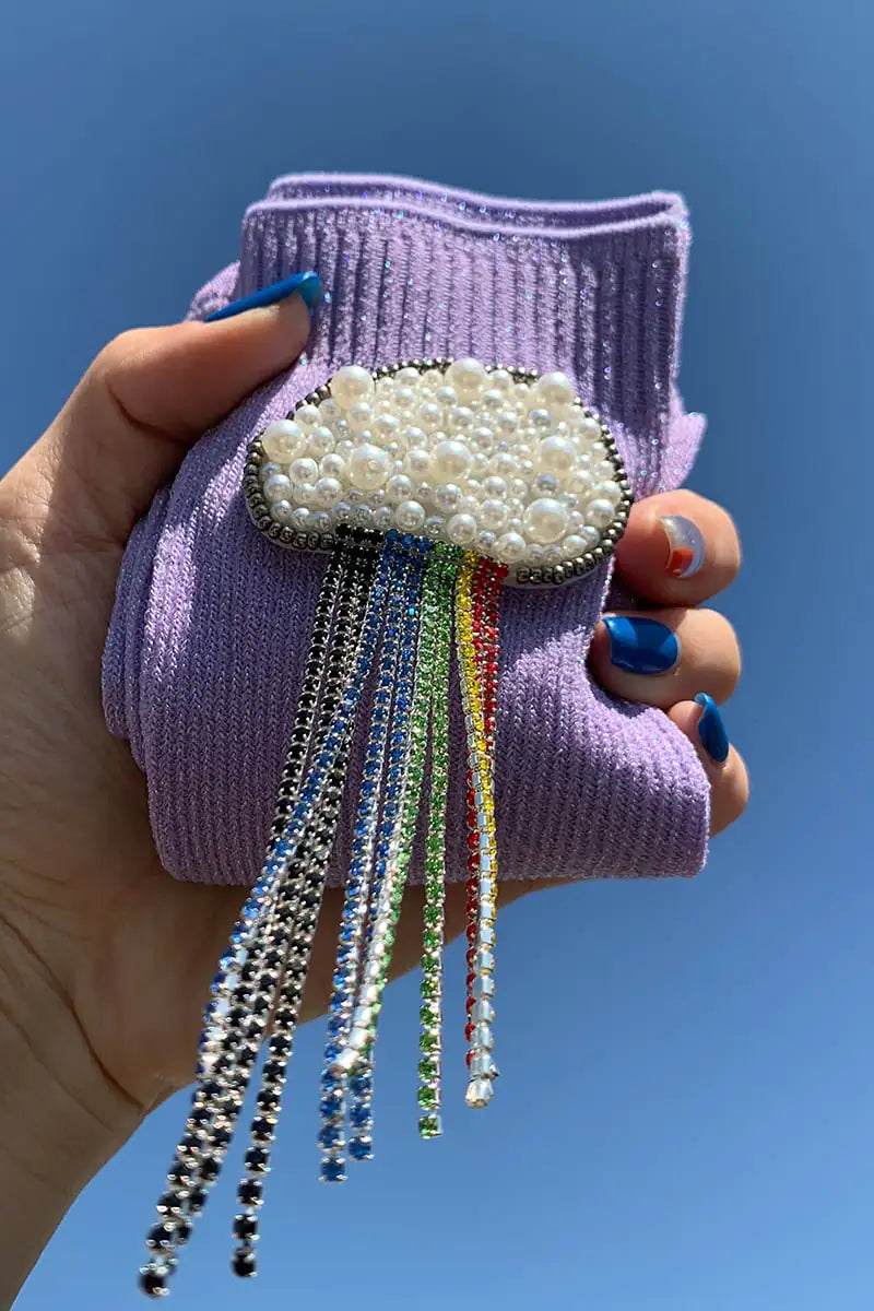 Elegant Handcrafted Beaded Silk Socks