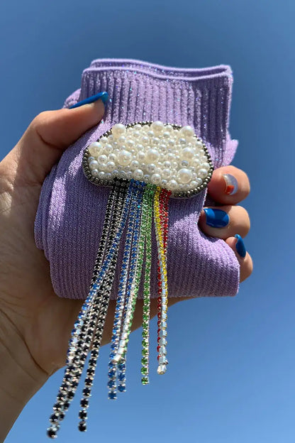 Elegant Handcrafted Beaded Silk Socks