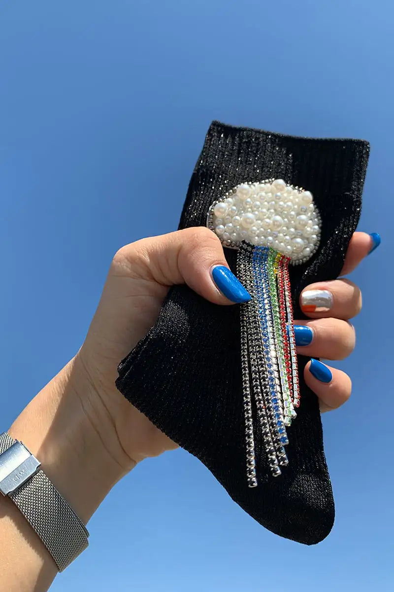 Elegant Handcrafted Beaded Silk Socks