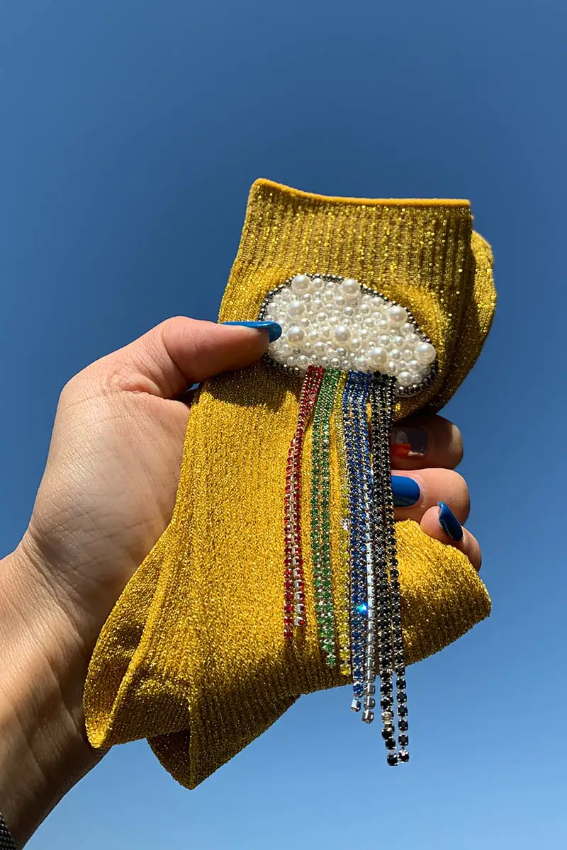 Elegant Handcrafted Beaded Silk Socks