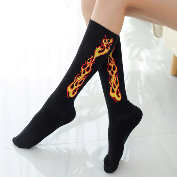 Flame Socks - Korean Style Cotton Mid-Calf Unisex Socks