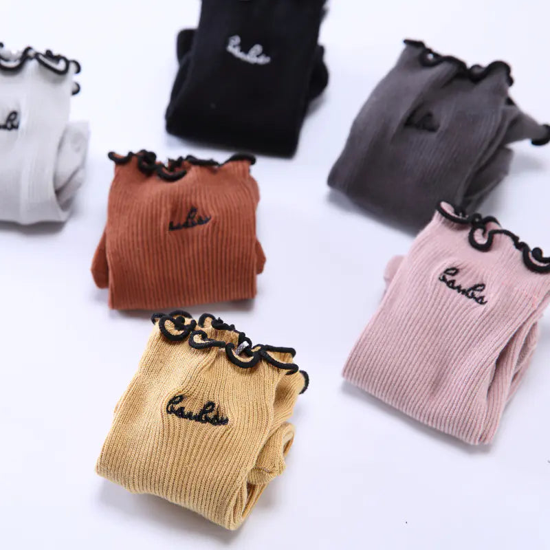 Embroidered Japanese Ruffle Socks