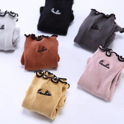 Embroidered Japanese Ruffle Socks