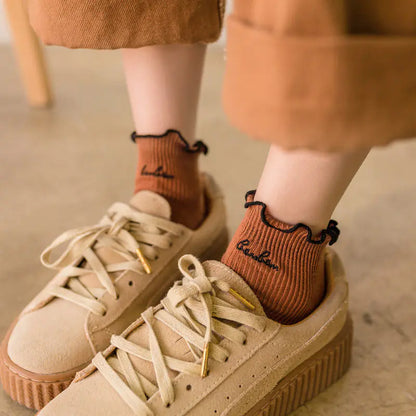 Embroidered Japanese Ruffle Socks