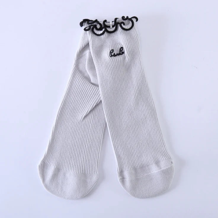 Embroidered Japanese Ruffle Socks