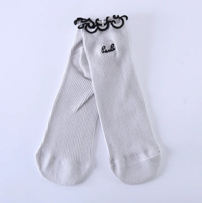 Embroidered Japanese Ruffle Socks