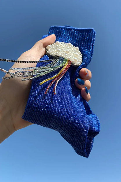 Elegant Handcrafted Beaded Silk Socks