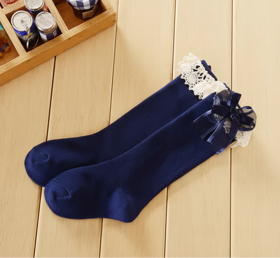 Princess Lace Bow Cotton Socks