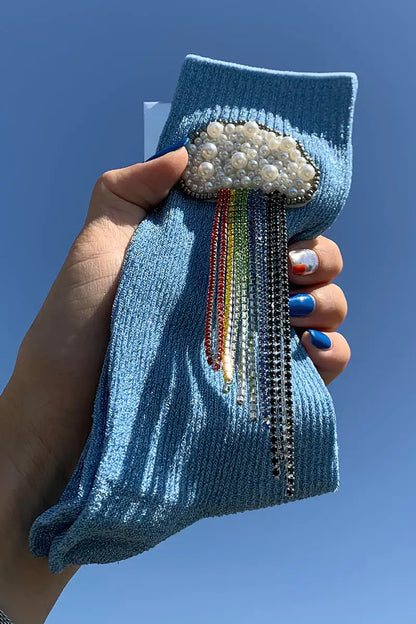 Elegant Handcrafted Beaded Silk Socks