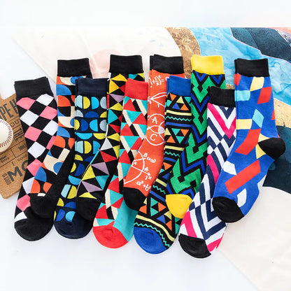 Trendy Geometric Mid Tube Socks for Couples