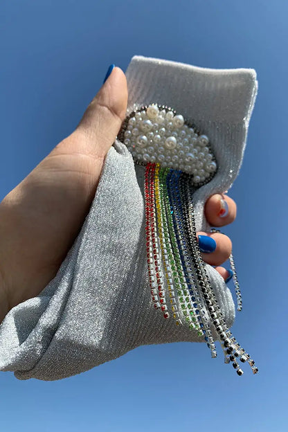 Elegant Handcrafted Beaded Silk Socks