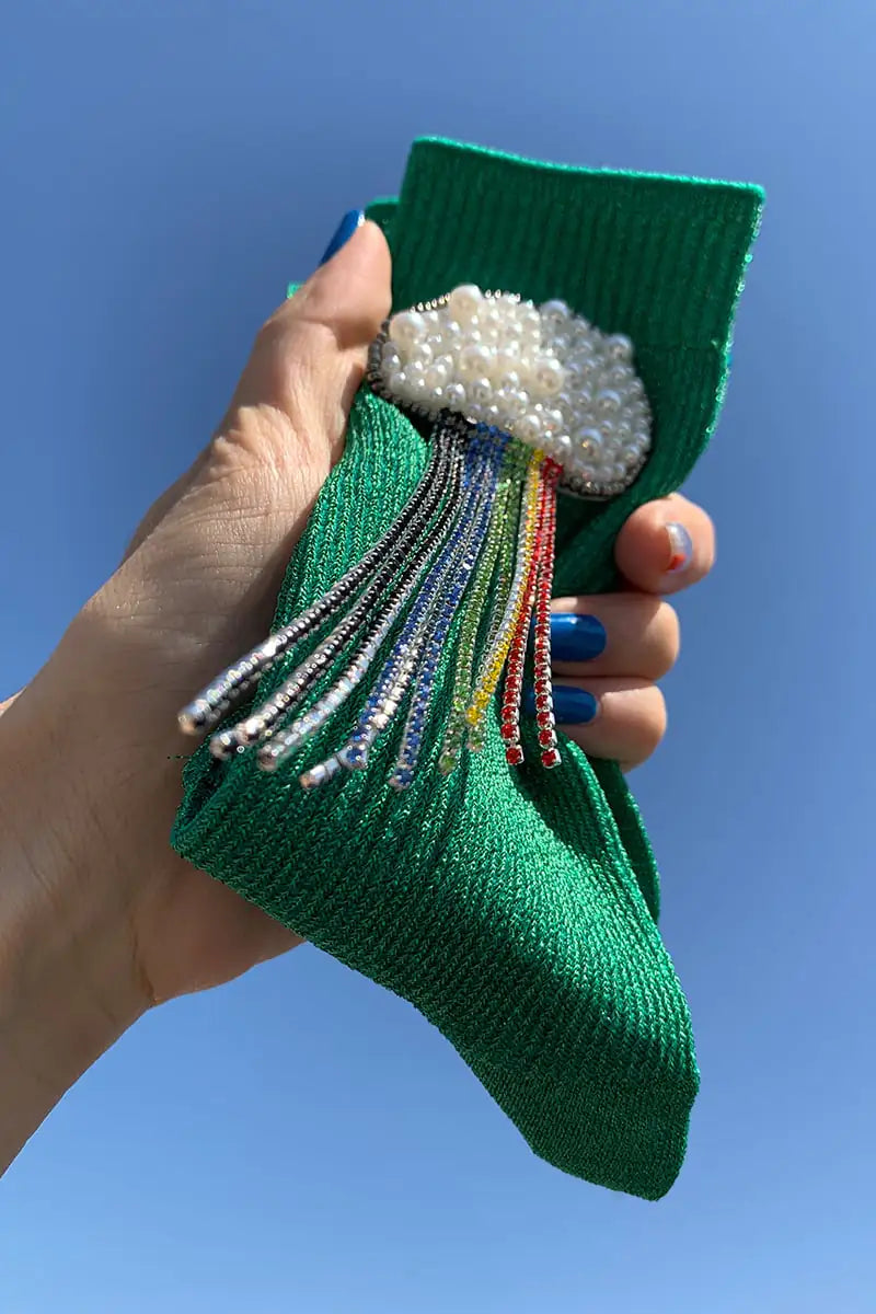 Elegant Handcrafted Beaded Silk Socks