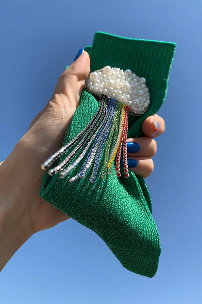 Elegant Handcrafted Beaded Silk Socks