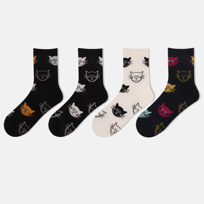 Stylish Cat Graphics Cotton Socks
