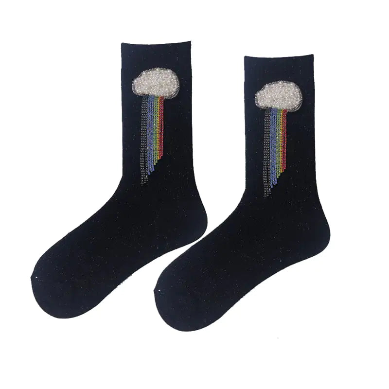 Elegant Handcrafted Beaded Silk Socks