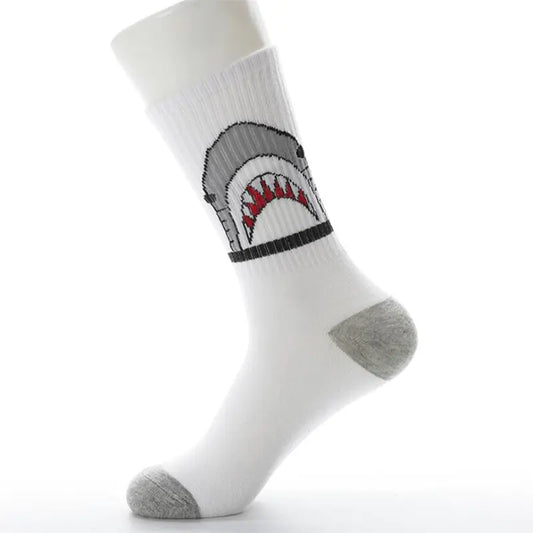 Cartoon Jacquard Shark Sports Basketball Socks (Medium)