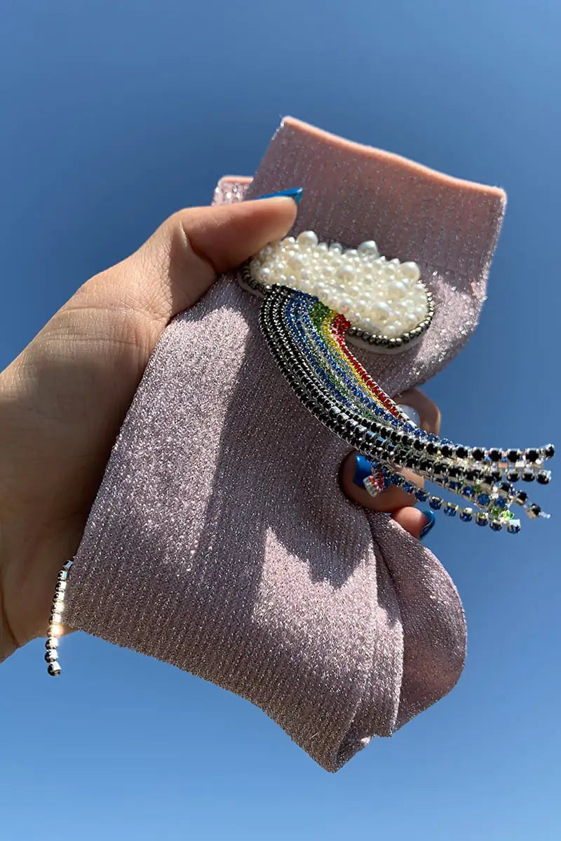 Elegant Handcrafted Beaded Silk Socks