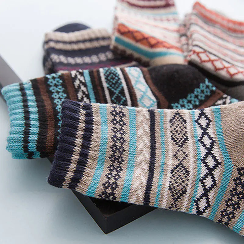 Men's Elegant Striped Rabbit Wool Socks