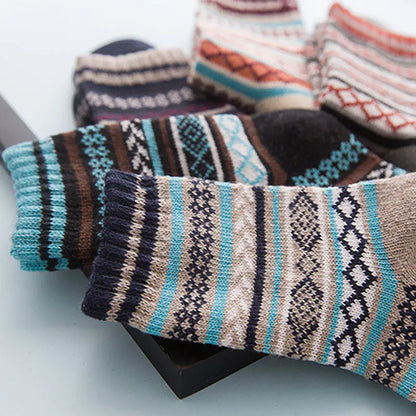 Men's Elegant Striped Rabbit Wool Socks