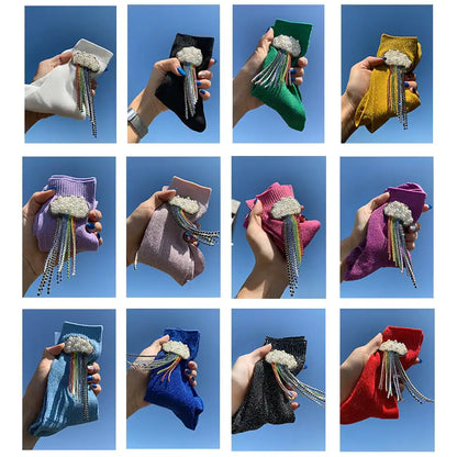 Elegant Handcrafted Beaded Silk Socks